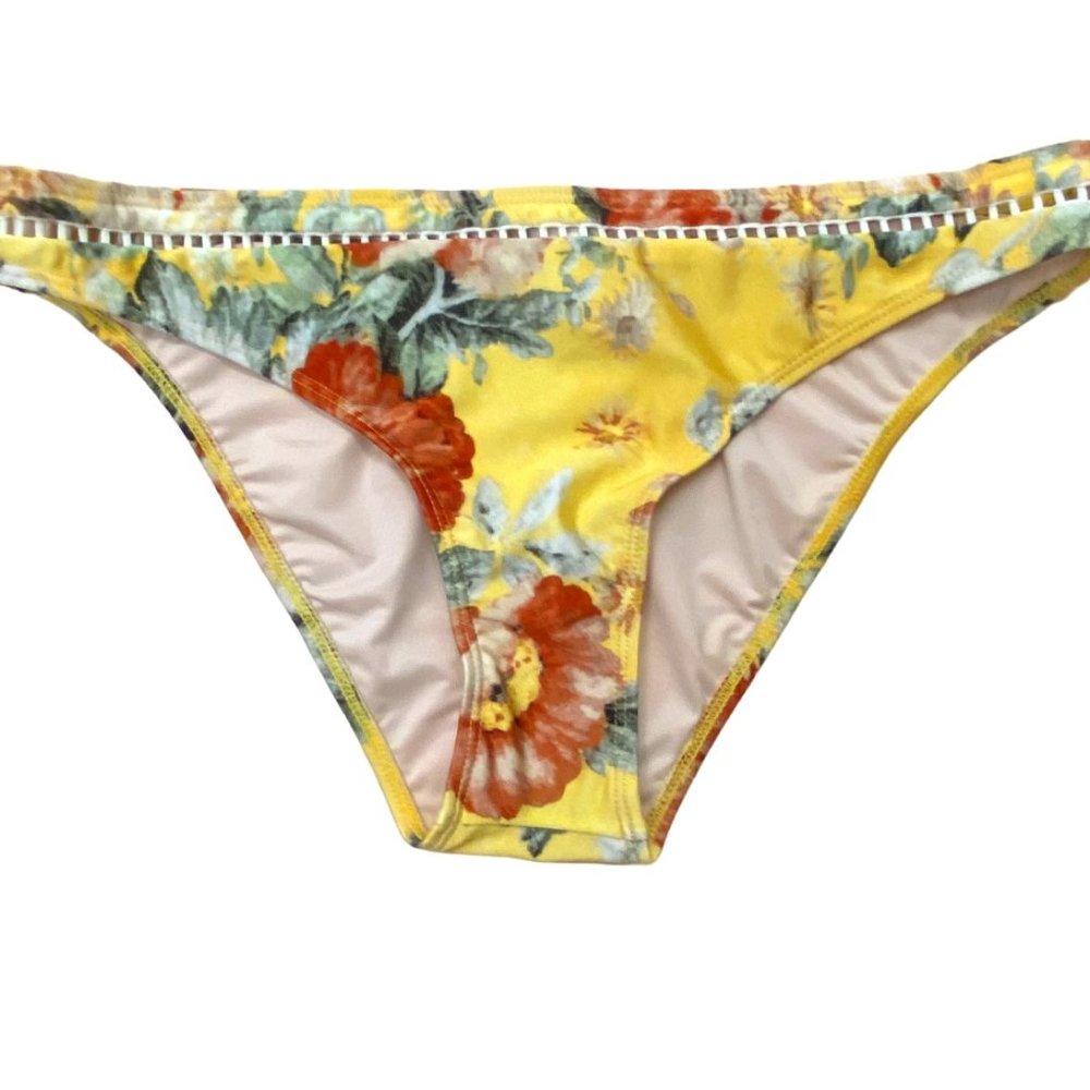 Chelsea & Violet Gold & Red Floral Bikini Bottom